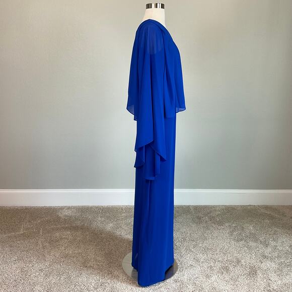 Colorful One Shoulder Chiffon Long Evening Gown Blue Size 2 Laundry Formal Dress - Picture 3 of 13